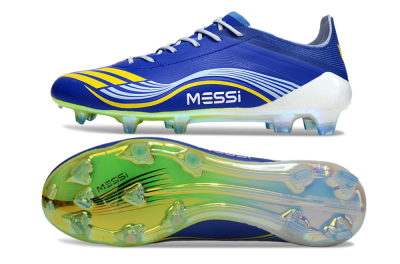 Men's Messi x Adidas F50 Elite FG Firm Ground Low-Tops Football Boots - Blue/Yellow/White