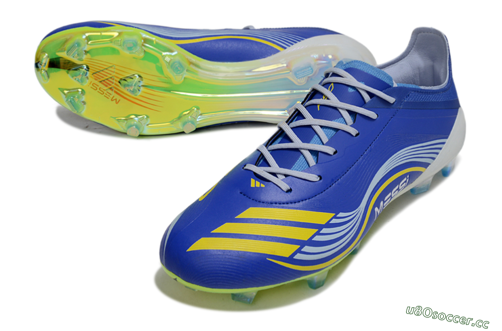 Men's Messi x Adidas F50 Elite FG Firm Ground Low-Tops Football Boots - Blue/Yellow/White 3