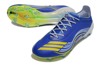 Men's Messi x Adidas F50 Elite FG Firm Ground Low-Tops Football Boots - Blue/Yellow/White