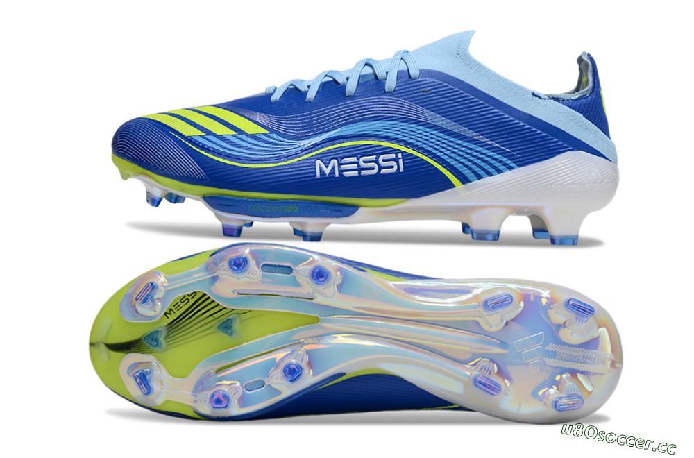 Men's Messi x Adidas F50 Elite FG Firm Ground Low-Tops Football Boots - Blue/Yellow/White 1