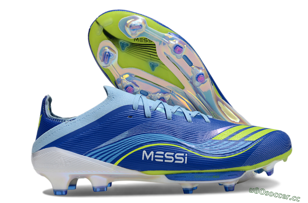 Men's Messi x Adidas F50 Elite FG Firm Ground Low-Tops Football Boots - Blue/Yellow/White 2