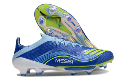 Men's Messi x Adidas F50 Elite FG Firm Ground Low-Tops Football Boots - Blue/Yellow/White