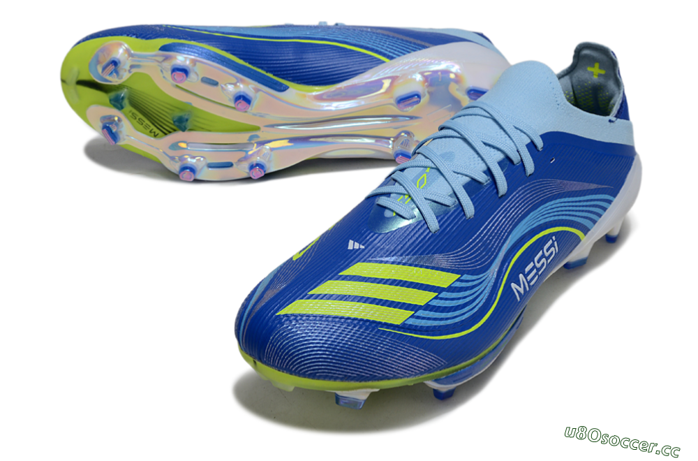 Men's Messi x Adidas F50 Elite FG Firm Ground Low-Tops Football Boots - Blue/Yellow/White 3