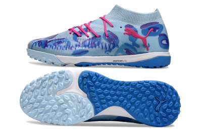 Men's Puma Future 8 Ultimate TF Artificial Turf Low-Tops Football Shoes - Blue/Pink/White