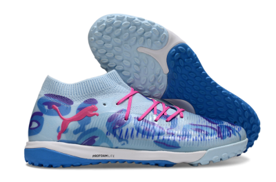 Men's Puma Future 8 Ultimate TF Artificial Turf Low-Tops Football Shoes - Blue/Pink/White