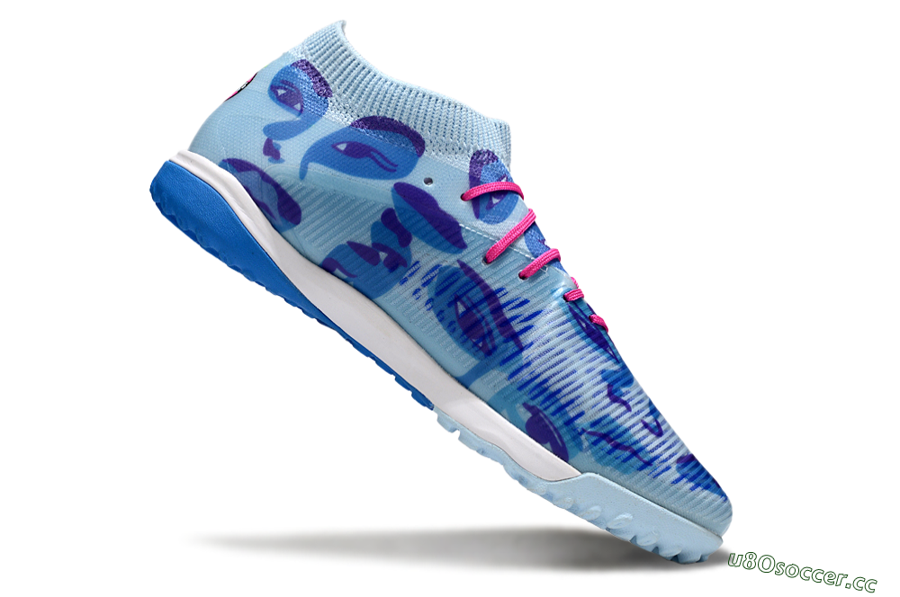 Men's Puma Future 8 Ultimate TF Artificial Turf Low-Tops Football Shoes - Blue/Pink/White 4