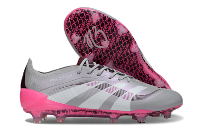 Unisex Adidas Predator 25 Elite FG Firm Ground Low-Tops Football Boots - Grey/Silver/Red