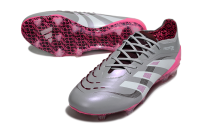 Unisex Adidas Predator 25 Elite FG Firm Ground Low-Tops Football Boots - Grey/Silver/Red