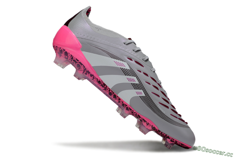 Unisex Adidas Predator 25 Elite FG Firm Ground Low-Tops Football Boots - Grey/Silver/Red 4