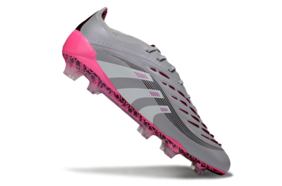 Unisex Adidas Predator 25 Elite FG Firm Ground Low-Tops Football Boots - Grey/Silver/Red