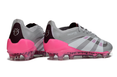 Unisex Adidas Predator 25 Elite FG Firm Ground Low-Tops Football Boots - Grey/Silver/Red