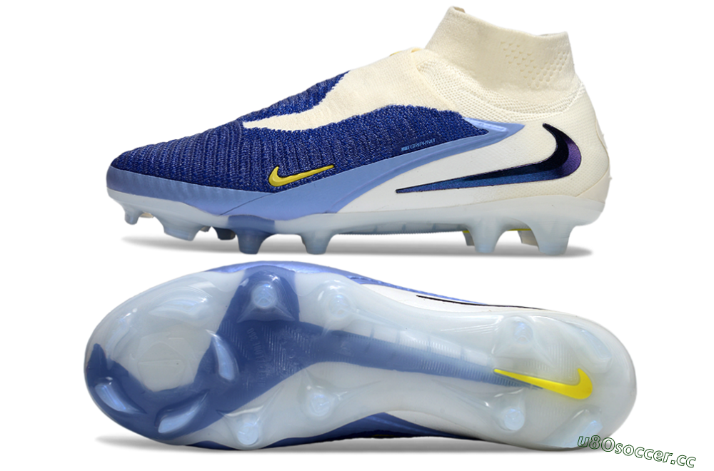 Unisex Nike Phantom 6 Elite FG Firm Ground High-Tops Football Boots - Blue/White/Black 1