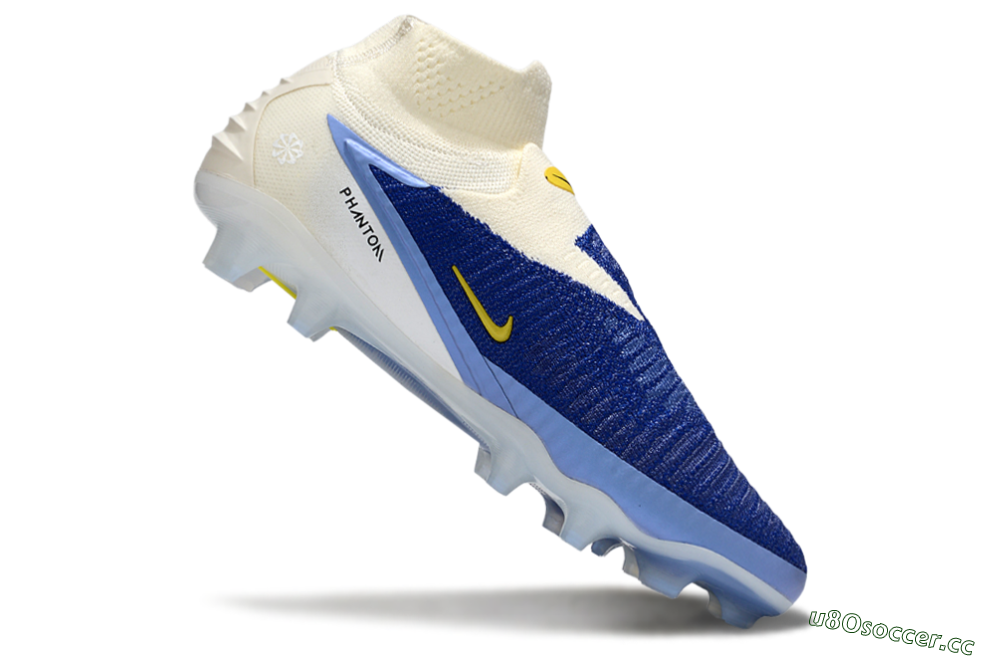 Unisex Nike Phantom 6 Elite FG Firm Ground High-Tops Football Boots - Blue/White/Black 4