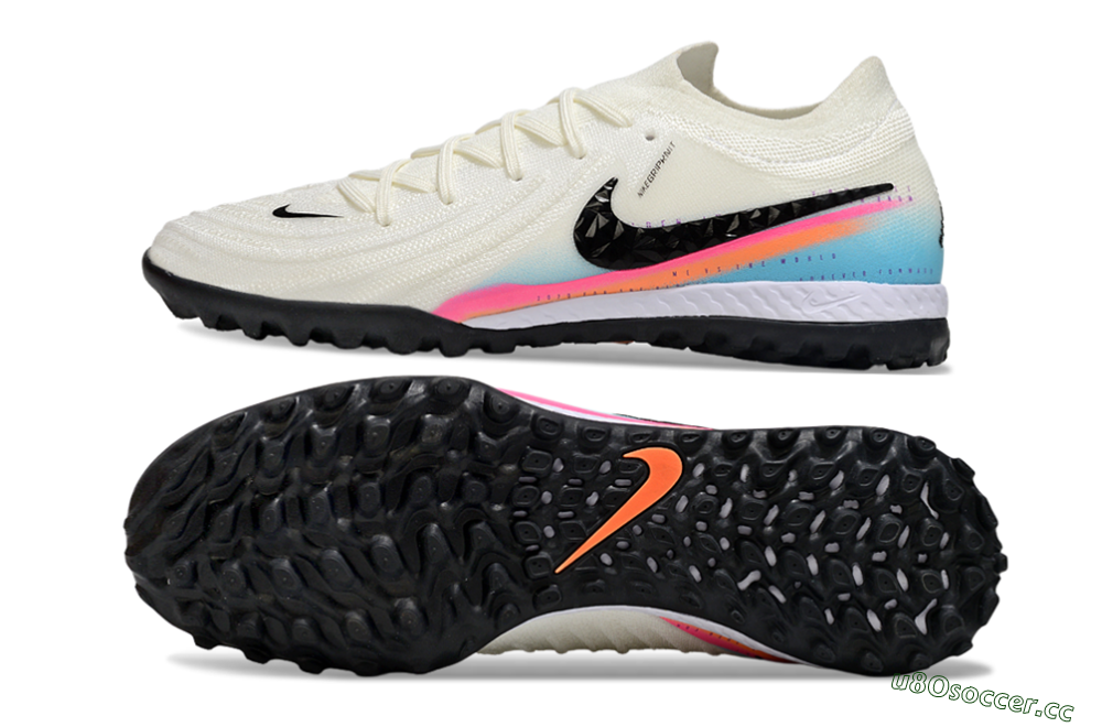 Men's Nike Phantom GX 2 Elite TF Artificial Turf Low-Tops Football Shoes - White/Red/Jade 1