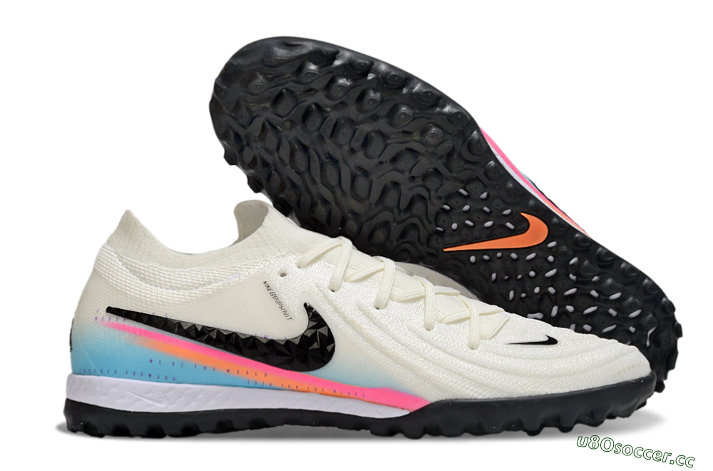 Men's Nike Phantom GX 2 Elite TF Artificial Turf Low-Tops Football Shoes - White/Red/Jade 2