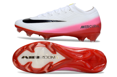 Unisex Nike Air Zoom Mercurial Vapor 16 Elite FG Firm Ground Low-Tops Football Boots - White/Pink/Red