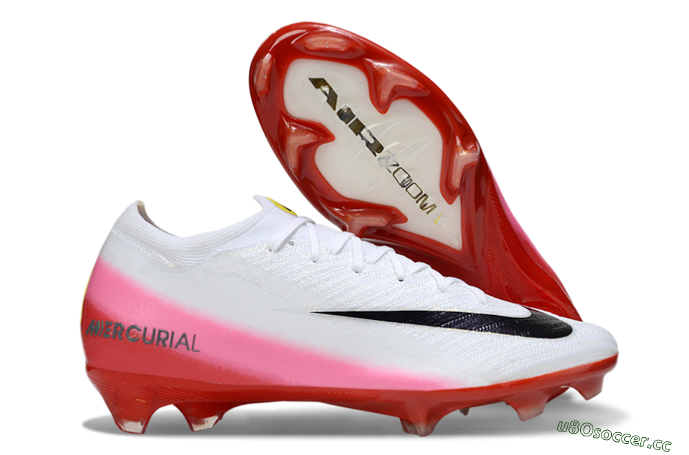 Unisex Nike Air Zoom Mercurial Vapor 16 Elite FG Firm Ground Low-Tops Football Boots - White/Pink/Red 2