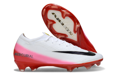 Unisex Nike Air Zoom Mercurial Vapor 16 Elite FG Firm Ground Low-Tops Football Boots - White/Pink/Red