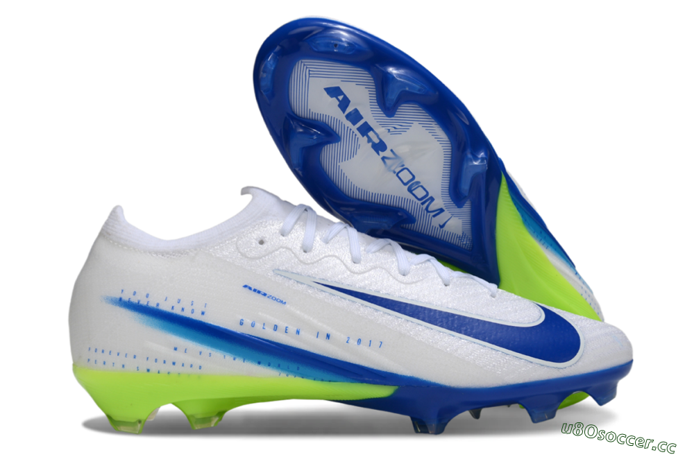 Men's Nike Air Zoom Mercurial Vapor 16 Elite FG Firm Ground Low-Tops Football Boots - White/Blue/Yellow 2