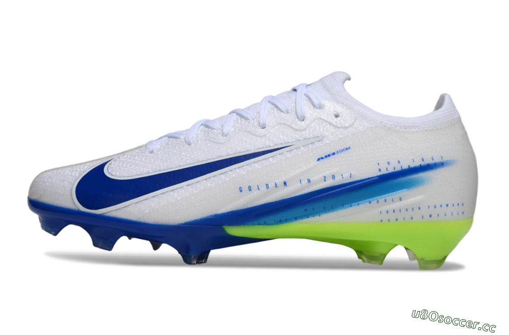 Men's Nike Air Zoom Mercurial Vapor 16 Elite FG Firm Ground Low-Tops Football Boots - White/Blue/Yellow 0