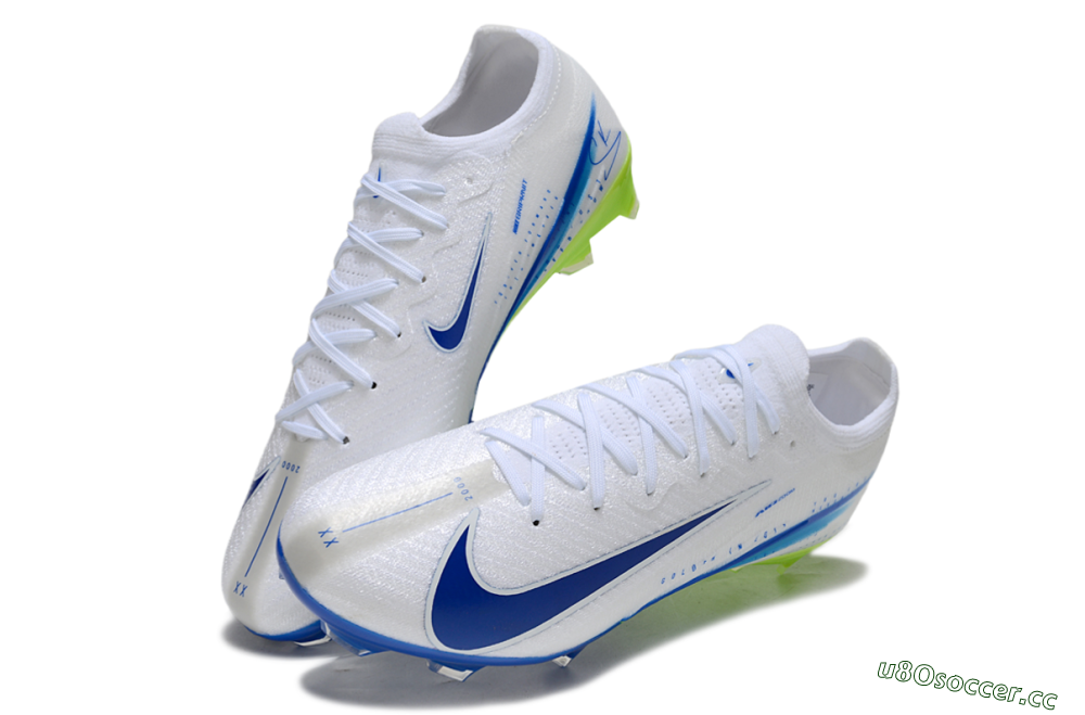 Men's Nike Air Zoom Mercurial Vapor 16 Elite FG Firm Ground Low-Tops Football Boots - White/Blue/Yellow 3