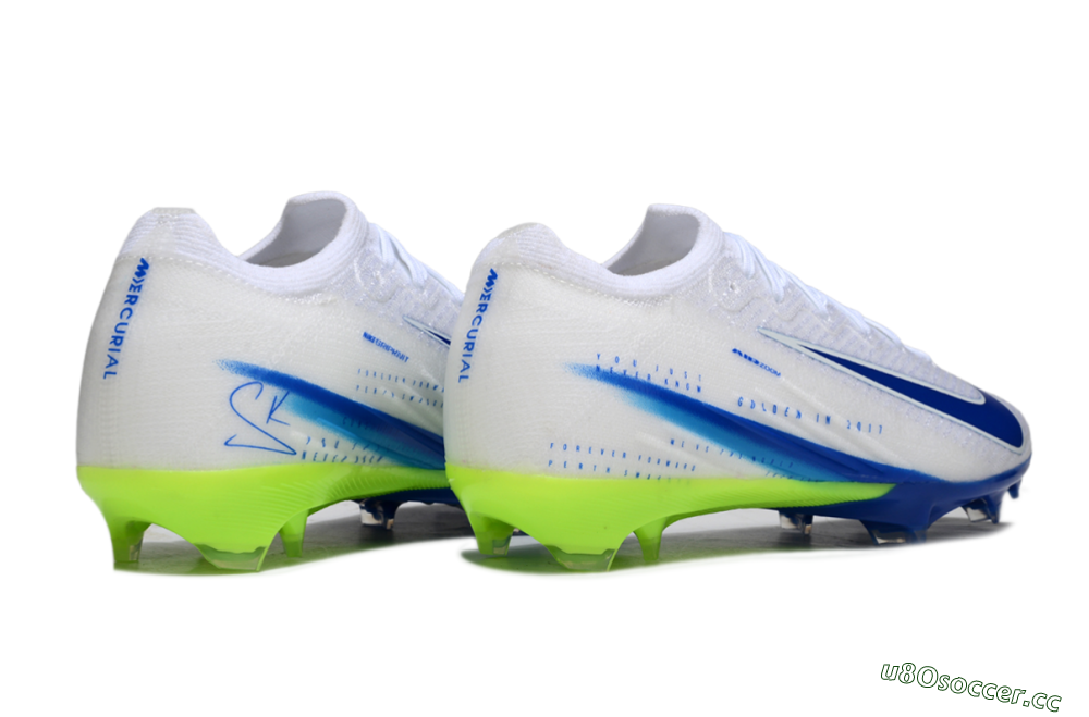 Men's Nike Air Zoom Mercurial Vapor 16 Elite FG Firm Ground Low-Tops Football Boots - White/Blue/Yellow 6