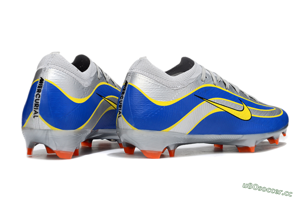 Men's Nike Air Zoom Mercurial Vapor 16 Elite FG Firm Ground Low-Tops Football Boots - Silver/Blue/Yellow 5