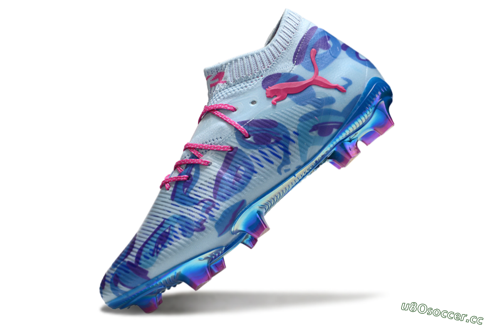 Men's Puma Future 8 Ultimate FG Firm Ground Low-Tops Football Boots - Blue/Pink/Black 6