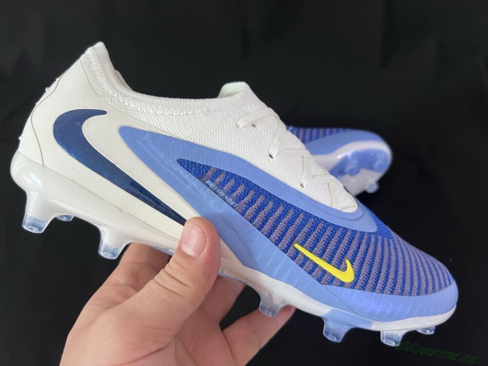Unisex Nike Phantom 6 Elite Low FG Firm Ground Low-Tops Football Boots - Blue/White/Yellow