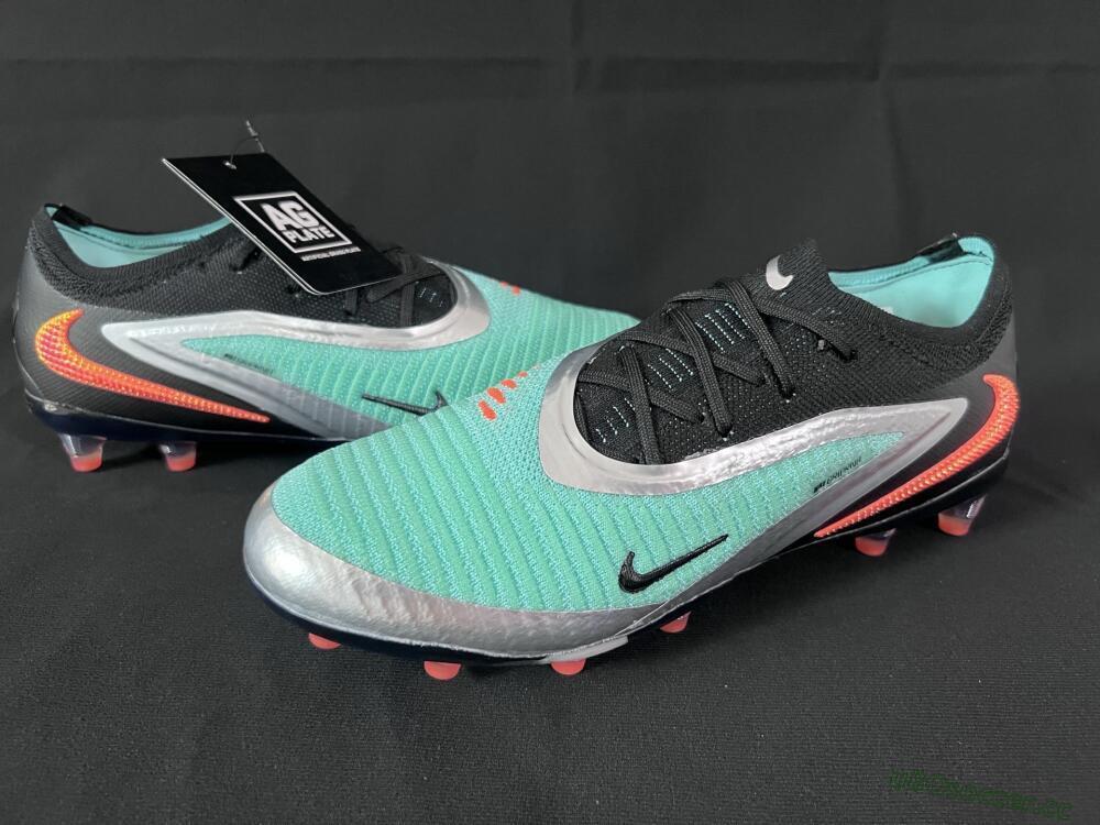 Unisex Nike Phantom 6 Low Elite AG Artificial Grass Low-Tops Football Boots - Jade/Black/Silver