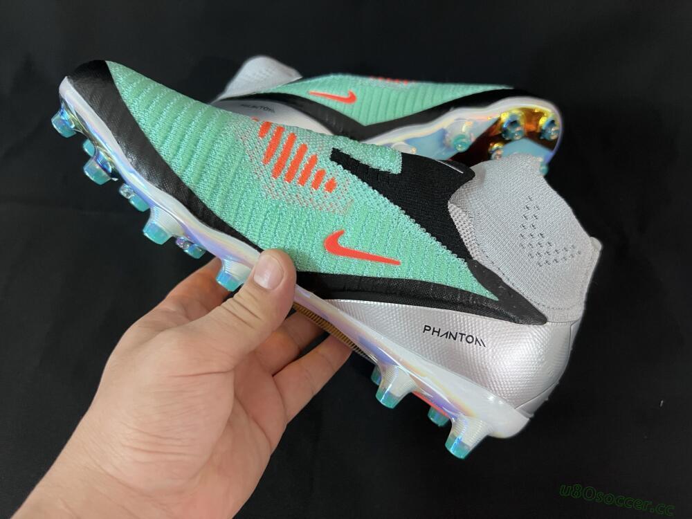 Unisex Nike Phantom 6 High Elite AG Artificial Grass High-Tops Football Boots - Jade/Black/Silver