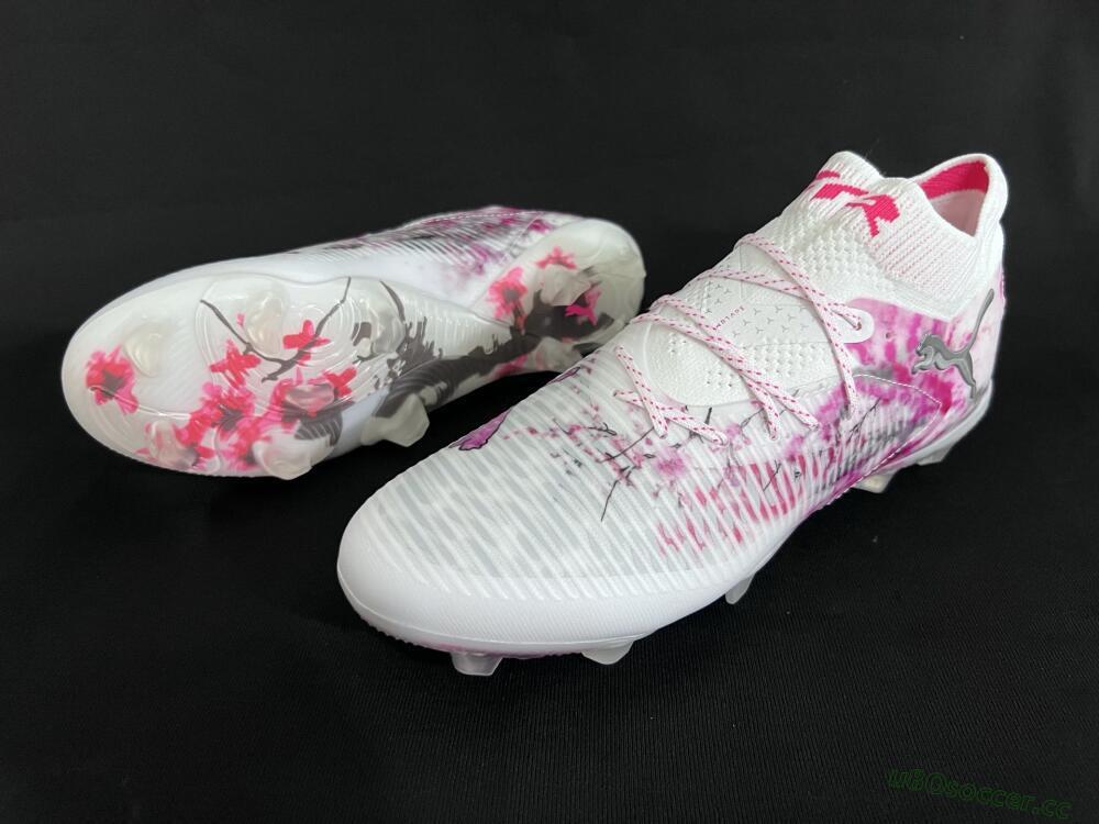 Unisex Puma Future 8 Ultimate FG Firm Ground Low-Tops Football Boots - White/Pink/Silver