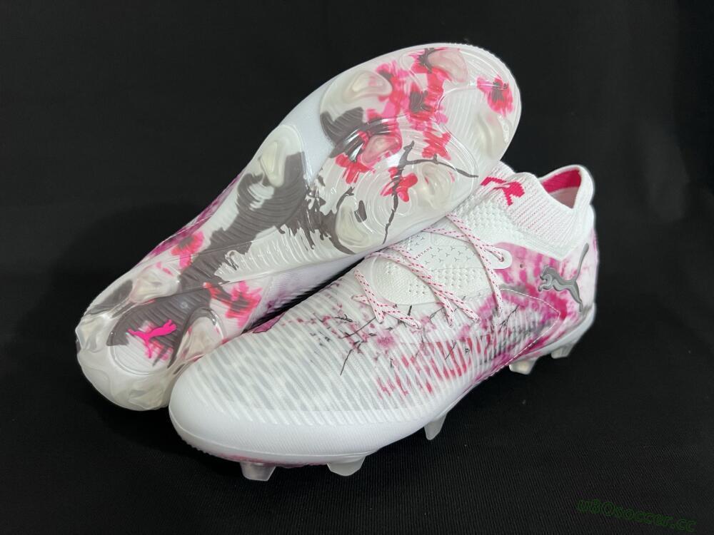 Unisex Puma Future 8 Ultimate FG Firm Ground Low-Tops Football Boots - White/Pink/Silver