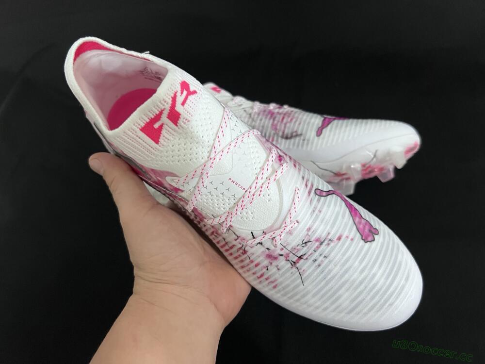 Unisex Puma Future 8 Ultimate FG Firm Ground Low-Tops Football Boots - White/Pink/Silver
