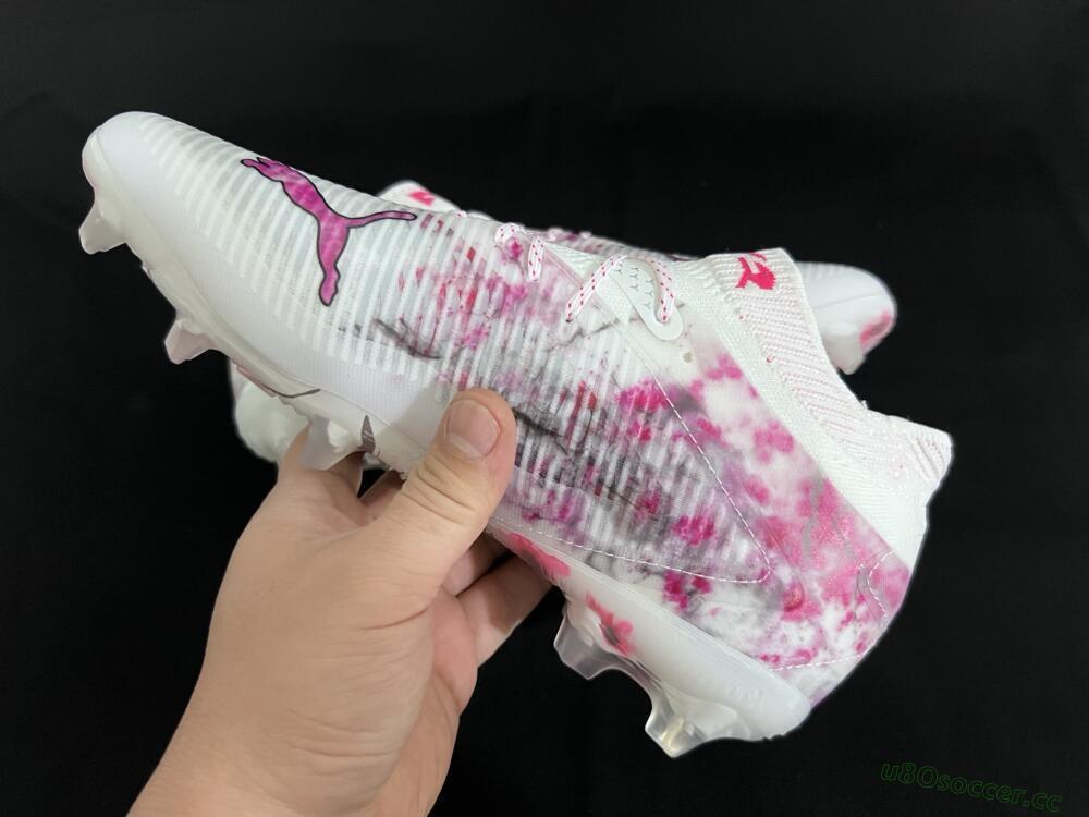 Unisex Puma Future 8 Ultimate FG Firm Ground Low-Tops Football Boots - White/Pink/Silver