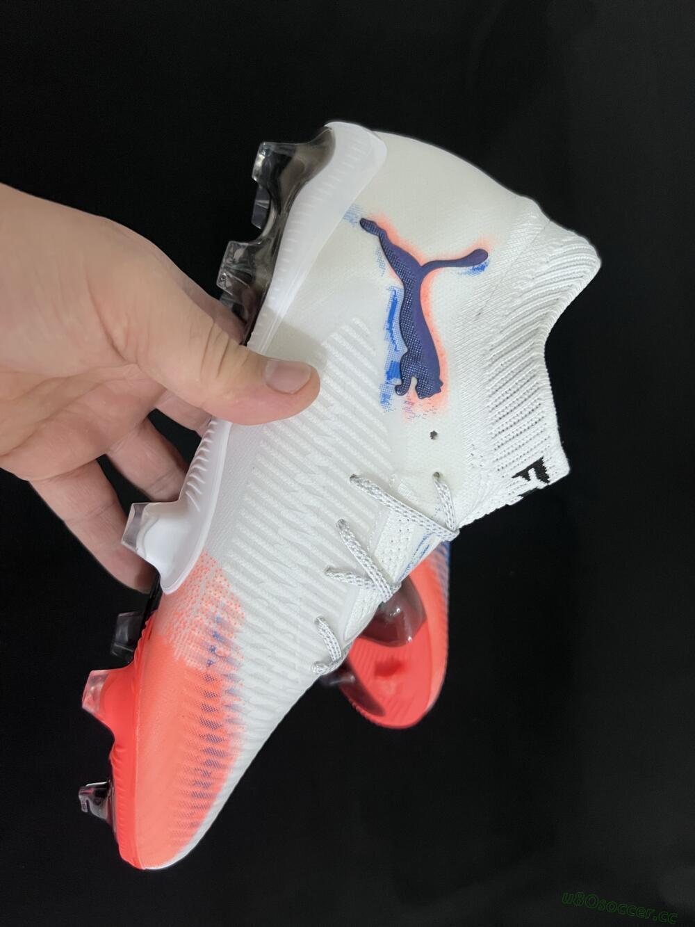 Men's Puma Future 8 Ultimate FG Firm Ground Low-Tops Football Boots - White/Pink/Blue