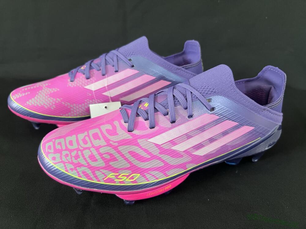 Unisex Adidas F50+ Elite Lightstrike Pro FG Firm Ground Low-Tops Football Boots - Pink/Purple/Yellow