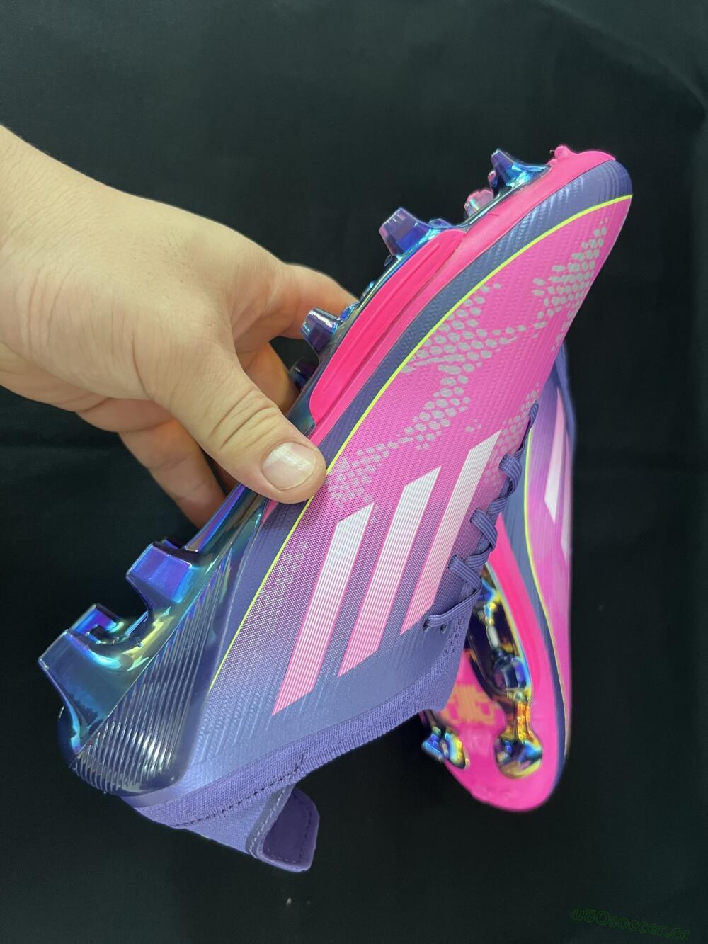 Unisex Adidas F50+ Elite Lightstrike Pro FG Firm Ground Low-Tops Football Boots - Pink/Purple/Yellow