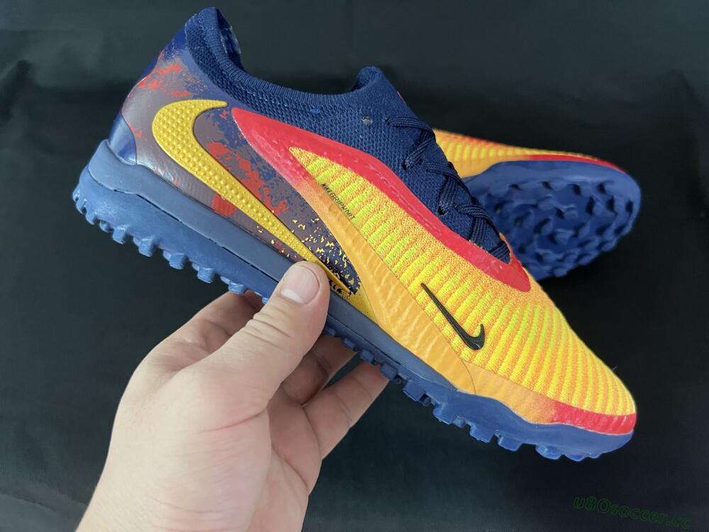Men's Nike Phantom 6 Elite TF Artificial Turf Low-Tops Football Shoes - Yellow/Red/Blue