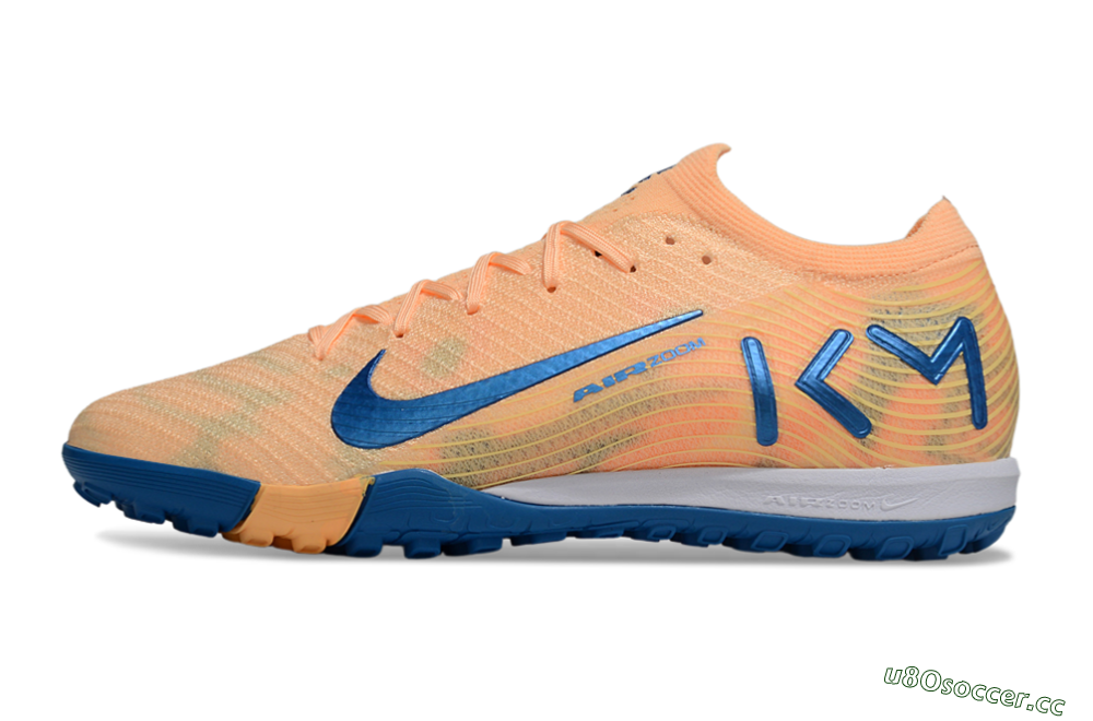 Unisex KM x Nike Air Zoom Mercurial Vapor 16 Elite TF Artificial Turf Low-Tops Football Shoes - Orange/Ocean Blue/Sandy Peach 0