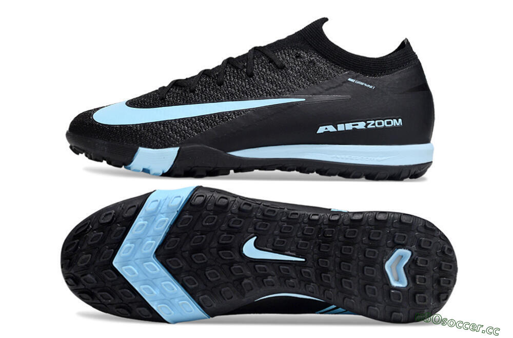 Unisex Nike Air Zoom Mercurial Vapor 16 Elite TF Artificial Turf Low-Tops Football Shoes - Black/Ice Blue/Dusk Black 1