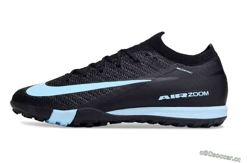 Unisex Nike Air Zoom Mercurial Vapor 16 Elite TF Artificial Turf Low-Tops Football Shoes - Black/Ice Blue/Dusk Black 0