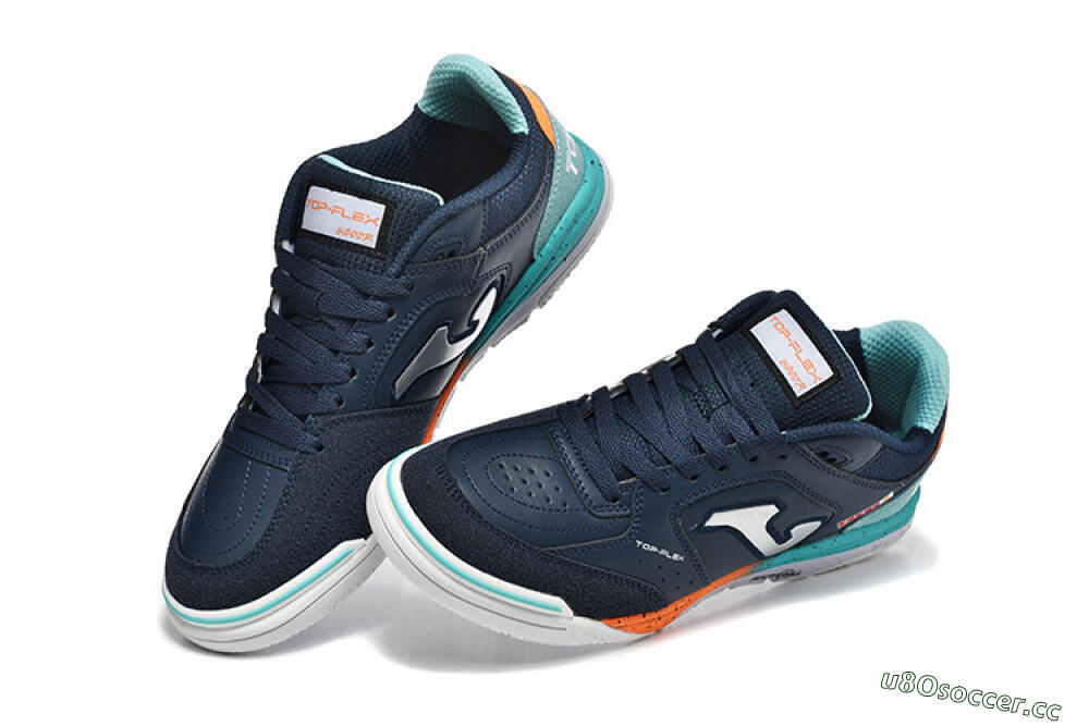 Men's Joma Top Flex IC Indoor & Futsal Low-Tops Football Shoes - Navy/Coral Blue/Orange Splash 5
