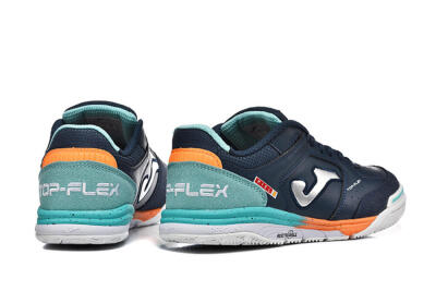 Men's Joma Top Flex IC Indoor & Futsal Low-Tops Football Shoes - Navy/Coral Blue/Orange Splash