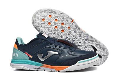 Men's Joma Top Flex IC Indoor & Futsal Low-Tops Football Shoes - Navy/Coral Blue/Orange Splash