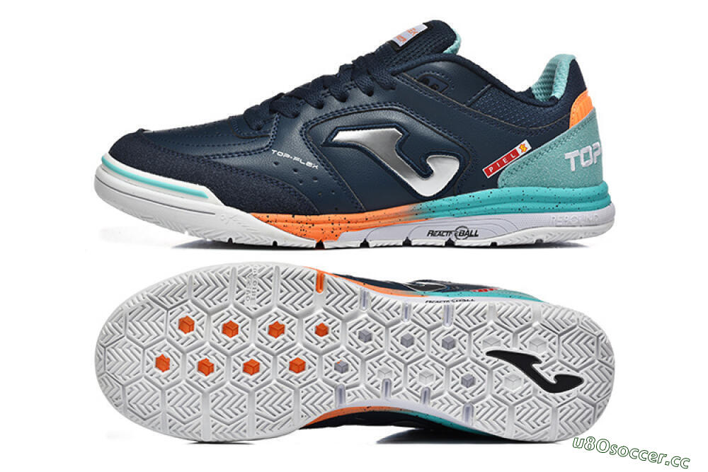 Men's Joma Top Flex IC Indoor & Futsal Low-Tops Football Shoes - Navy/Coral Blue/Orange Splash 1