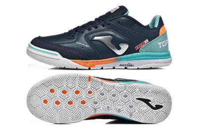 Men's Joma Top Flex IC Indoor & Futsal Low-Tops Football Shoes - Navy/Coral Blue/Orange Splash