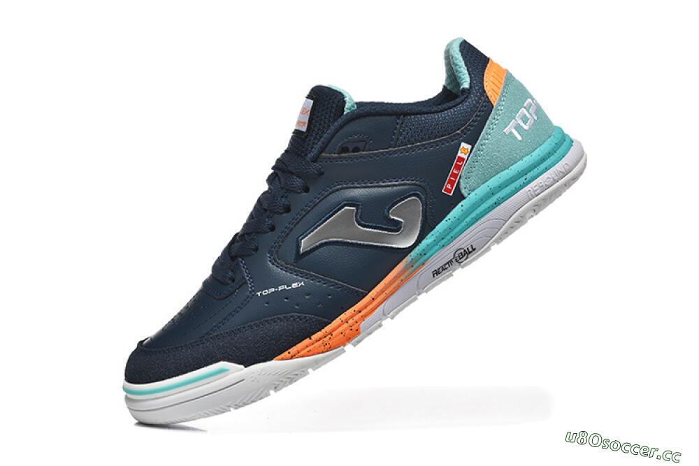 Men's Joma Top Flex IC Indoor & Futsal Low-Tops Football Shoes - Navy/Coral Blue/Orange Splash 7