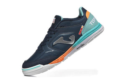 Men's Joma Top Flex IC Indoor & Futsal Low-Tops Football Shoes - Navy/Coral Blue/Orange Splash