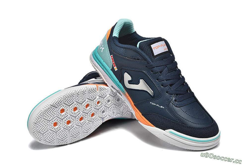 Men's Joma Top Flex IC Indoor & Futsal Low-Tops Football Shoes - Navy/Coral Blue/Orange Splash 3
